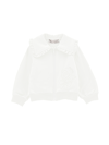 Monnalisa Sweatshirt With Collar And Embroidery In Cream