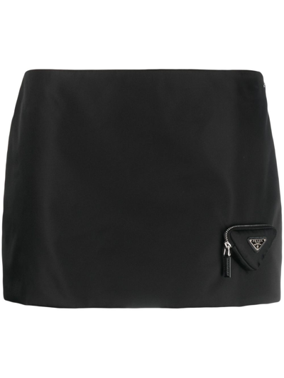 Prada Minirock Aus Re-nylon Mit Tasche In Black