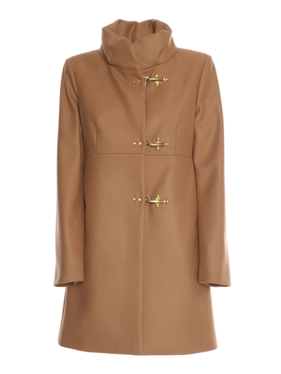 Fay Buckle-fastening Single-breasted Coat In Beis