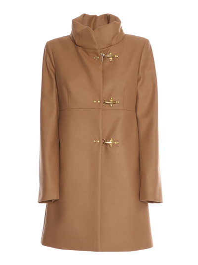 Fay Buckle-fastening Single-breasted Coat In Brown