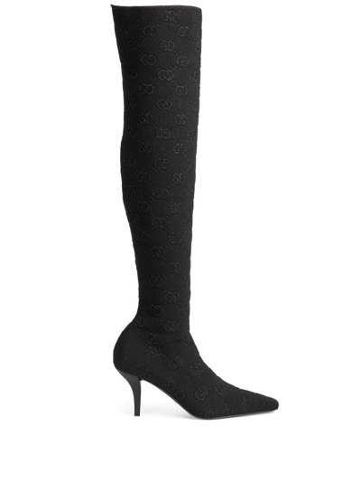 Gucci 75mm Gg Knee-high Boot In Black