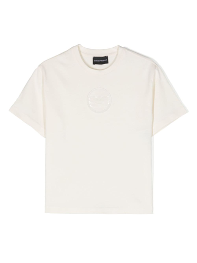 Emporio Armani Kids' Logo-print Cotton T-shirt In Neutrals