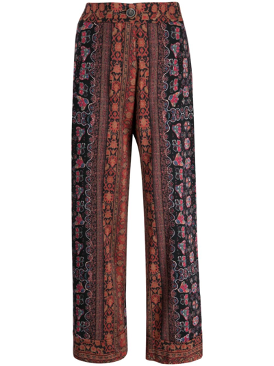 Pierre-louis Mascia Graphic-print High-waisted Trousers In Black