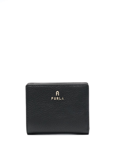 Furla Small Camelia Leather Wallet In Black