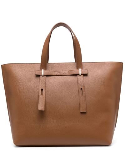 Furla Large Giove Leather Tote In 03b00 Cognac H
