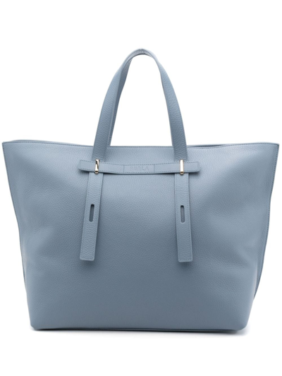 Furla Large Giove Leather Tote Bag In Blue