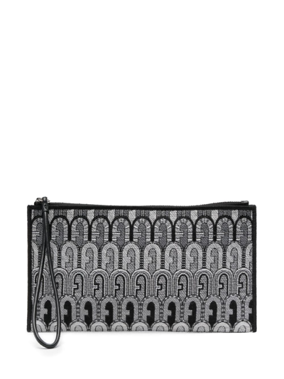 Furla Opportunity Logo Monogram Clutch Bag In Black