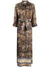 Pierre-louis Mascia Graphic-print Silk Dress In Brown
