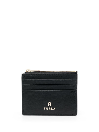 Furla Logo-plaque Leather Wallet In Black