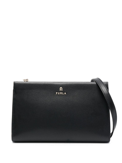 Furla Camelia Leather Mini Shoulder Bag In Black