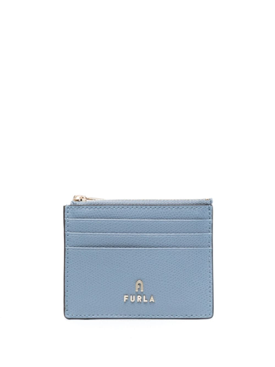 Furla Logo-lettering Leather Cardholder In Blue