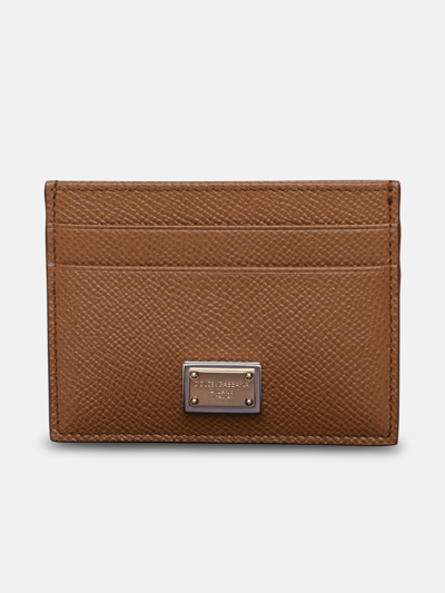 Dolce & Gabbana Brown Calf Leather Card Holder