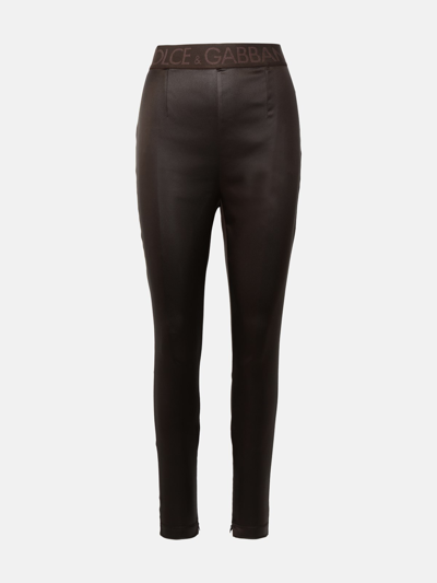 Dolce & Gabbana Brown Acetate Leggings