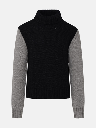 Dolce & Gabbana Two-tone Turtleneck Sweater In Alpaca Blend In Grey
