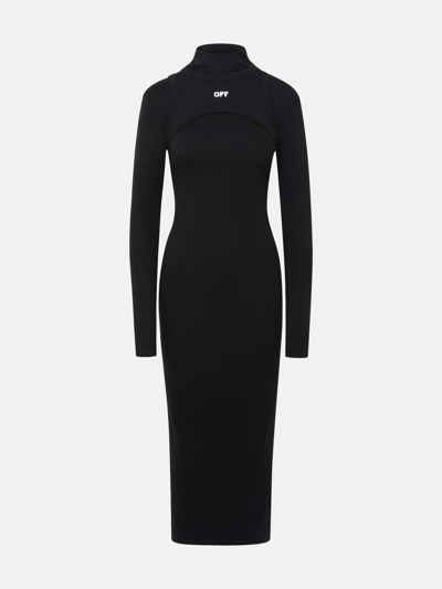 Off-white Long Dress In Black Cotton