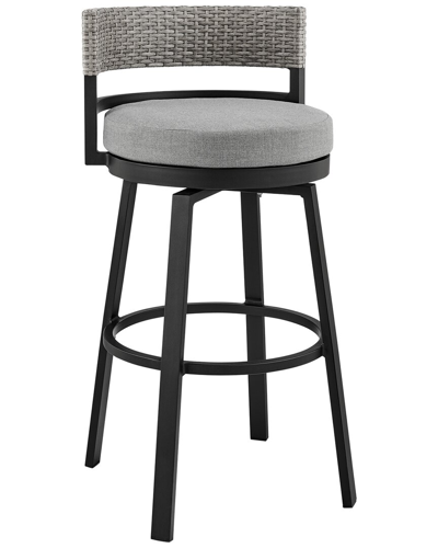 Armen Living Encinitas Outdoor Patio Swivel Bar Stool In Black