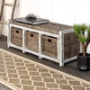Happimess Rustic 43.3" 3 Drawer Wicker Storage Bench
