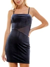 Trixxi Juniors Womens Velvet Mini Cocktail And Party Dress In Blue