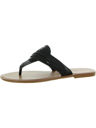 Arizona Jeans Co. Alix Womens Faux Leather Woven Thong Sandals In Black