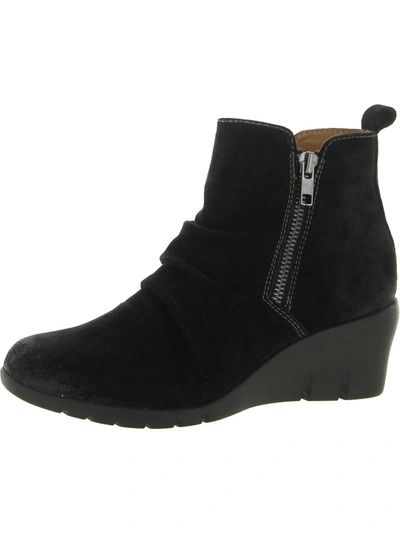Comfortiva Ana Womens Suede Zip Up Ankle Boots In Black