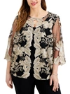 ALEX EVENINGS PLUS WOMENS TWINSET EMBROIDERED BLOUSE