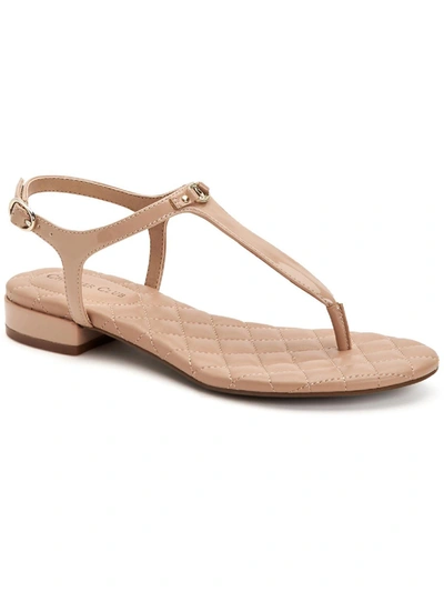 Charter Club Carinna Womens Quilted T-strap Sandals In Beige