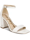 Sam Edelman ‘daniella' 80 Single Band Square Toe Leather Block Heeled Sandals In White