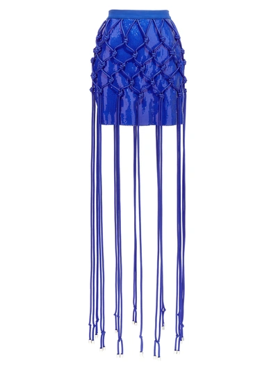 David Koma Fish Net Layered Skirts In Blue