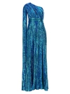 ELIE SAAB SEQUIN LONG ONE-SHOULDER DRESS DRESSES LIGHT BLUE