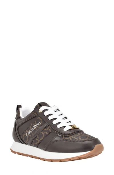 Calvin Klein Women's Carlla Round Toe Lace-up Sneakers In Medium Brown