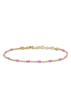 Delmar Enamel Station Ball Chain Link Bracelet In Gold/pink