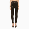 Dolce & Gabbana Coated Look Stretch Satin Leggings In Brown