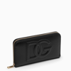 Dolce & Gabbana Calfskin Zip-around Wallet With Dg Logo In Black