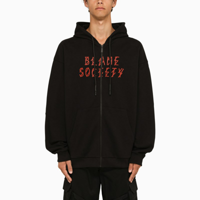 44 Label Group Greed Cotton Zipped Hoodie In Negro