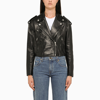 Palm Angels Zip-up Leather Jacket In Black