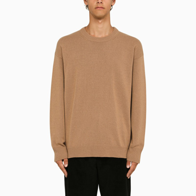 Roberto Collina Hazelnut Wool Crew-neck Sweater In Brown