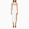 David Koma Asymmetrical Midi Dress With Big Crystal Buckle In White