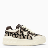 Valentino Garavani One Stud Xl Low-top Trainer In Nappa Leather And Toile Iconographe Fabric In White