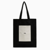 Y-3 Adidas Y 3 Black Leather And Canvas Tote Bag With Logo In Black