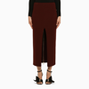 Patou Merino-blend Ribbed Knit Midi Skirt In Burgundy