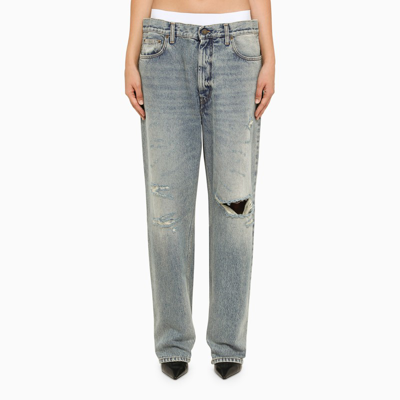 Darkpark Low-waisted Washed Jeans In Light Blue