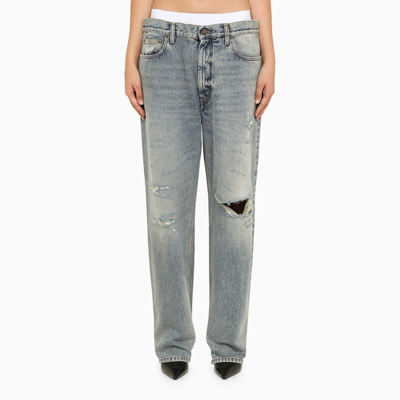 Darkpark Low-waisted Washed Jeans In Blue