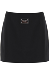Dolce & Gabbana Ottoman Logo-plaque Woven Mini Skirt In Nero (black)