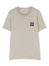 STONE ISLAND JUNIOR DOVE GREY T-SHIRT WITH LOGO PATCH