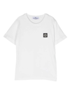 Stone Island Compass-patch Cotton T-shirt In Bianco