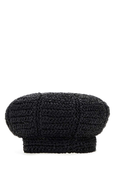 Prada Woven Beret In Black