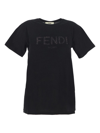 Fendi Logo Printed Crewneck T In Black