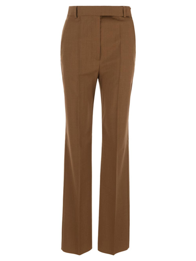 Max Mara Nelson Wool High Rise Straight Pants In Brown