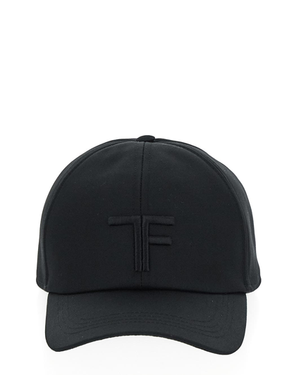 Tom Ford Logo Monogram Cotton Twill Baseball Cap In Black