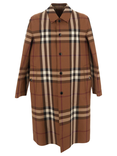 Burberry Reversible Check Trench Coat In Beige